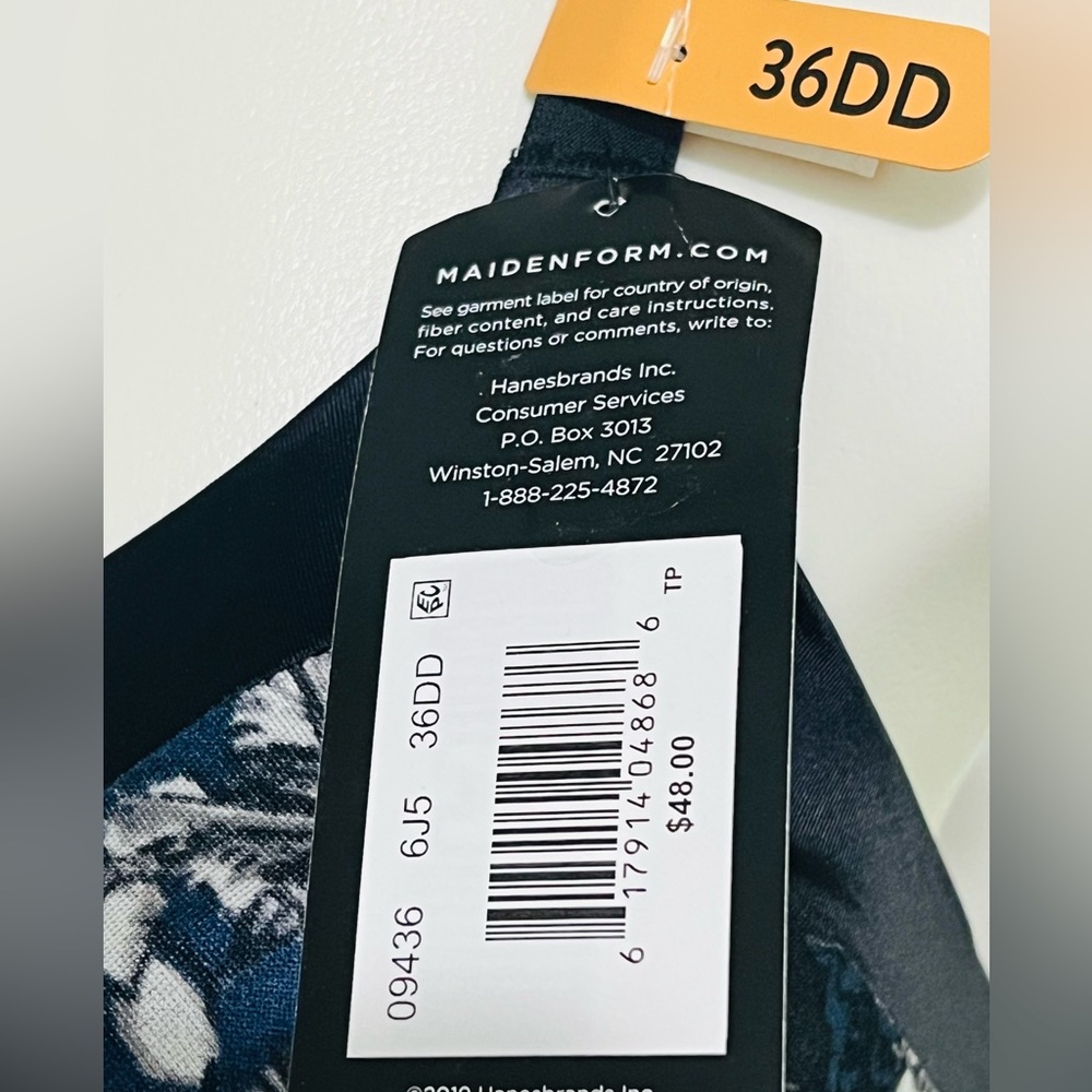 Maidenform Everyday Full Coverage Cushioned Underwire Bra Navy Floral Size 36DD - Picture 11 of 11
